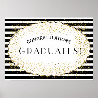 Zwart-witte strepen gefeliciteerd poster