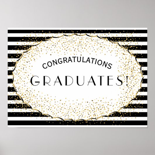 Zwart-witte strepen gefeliciteerd poster (Voorkant)