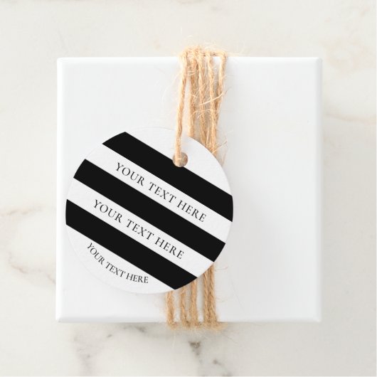 Zwart-witte strepen Gepersonaliseerd Bedankjes Labels (In situ)