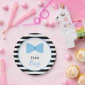 Zwart-witte strepen Geslacht Boog Stropdas Papieren Bordje (Feest)