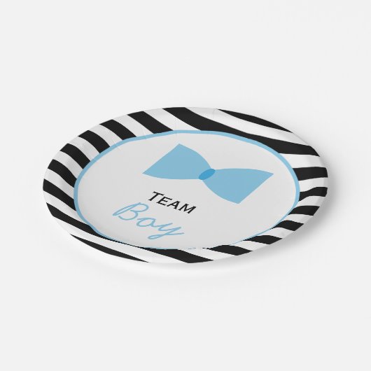 Zwart-witte strepen Geslacht Boog Stropdas Papieren Bordje (Gekanteld)