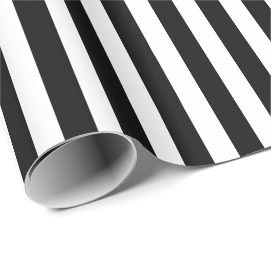 Zwart Witte Strepen Gestreept Chique Bruiloft Cadeaupapier (Rol Hoek)