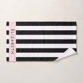 Zwart-witte strepen, Gestreept, Lijnen, Jouw naam Bad Handdoek (Handdoek)