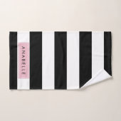 Zwart-witte strepen, Gestreept, Lijnen, Jouw naam Bad Handdoek (Handdoek)