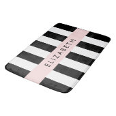 Zwart-witte strepen, Gestreept, Lijnen, Jouw naam Badmat (Gekanteld)