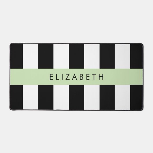 Zwart-witte strepen, Gestreept, Lijnen, Jouw naam Bureaumat (Voorkant)