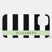Zwart-witte strepen, Gestreept, Lijnen, Jouw naam Case-Mate iPhone Case (Achterkant (horizontaal))