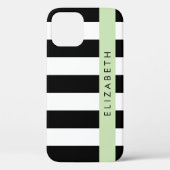 Zwart-witte strepen, Gestreept, Lijnen, Jouw naam Case-Mate iPhone Case (Achterkant)