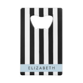 Zwart-witte strepen, Gestreept, Lijnen, Jouw naam Creditkaart Flessenopener (Achterkant)