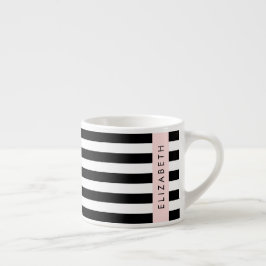 Zwart-witte strepen, Gestreept, Lijnen, Jouw naam Espresso Kop