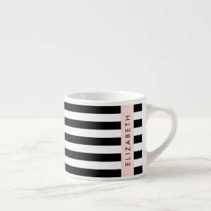 Zwart-witte strepen, Gestreept, Lijnen, Jouw naam Espresso Kop