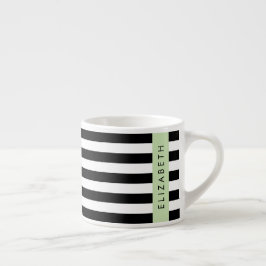 Zwart-witte strepen, Gestreept, Lijnen, Jouw naam Espresso Kop