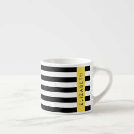 Zwart-witte strepen, Gestreept, Lijnen, Jouw naam Espresso Kop