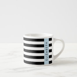 Zwart-witte strepen, Gestreept, Lijnen, Jouw naam Espresso Kop