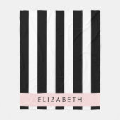 Zwart-witte strepen, Gestreept, Lijnen, Jouw naam Fleece Deken (Voorkant)