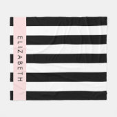 Zwart-witte strepen, Gestreept, Lijnen, Jouw naam Fleece Deken (Voorkant (Horizontaal))