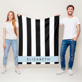 Zwart-witte strepen, Gestreept, Lijnen, Jouw naam Fleece Deken