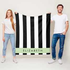 Zwart-witte strepen, Gestreept, Lijnen, Jouw naam Fleece Deken