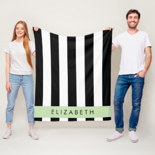 Zwart-witte strepen, Gestreept, Lijnen, Jouw naam Fleece Deken