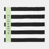 Zwart-witte strepen, Gestreept, Lijnen, Jouw naam Fleece Deken (Voorkant (Horizontaal))