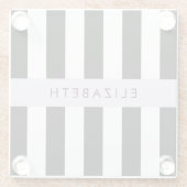 Zwart-witte strepen, Gestreept, Lijnen, Jouw naam Glazen Onderzetter (Achterkant)