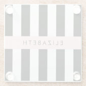 Zwart-witte strepen, Gestreept, Lijnen, Jouw naam Glazen Onderzetter (Achterkant)