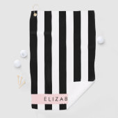 Zwart-witte strepen, Gestreept, Lijnen, Jouw naam Golfhanddoek (Insitu)