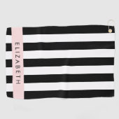 Zwart-witte strepen, Gestreept, Lijnen, Jouw naam Golfhanddoek (Horizontaal)