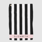 Zwart-witte strepen, Gestreept, Lijnen, Jouw naam Golfhanddoek (Voorkant)