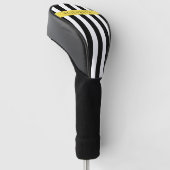 Zwart-witte strepen, Gestreept, Lijnen, Jouw naam Golfheadcover (Schuin)