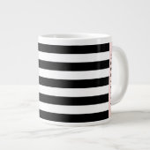Zwart-witte strepen, Gestreept, Lijnen, Jouw naam Grote Koffiekop (Voorkant rechts)
