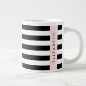 Zwart-witte strepen, Gestreept, Lijnen, Jouw naam Grote Koffiekop (Rechts)