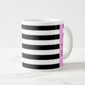 Zwart-witte strepen, Gestreept, Lijnen, Jouw naam Grote Koffiekop (Voorkant rechts)