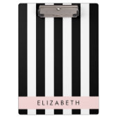 Zwart-witte strepen, Gestreept, Lijnen, Jouw naam Klembord (Voorkant)