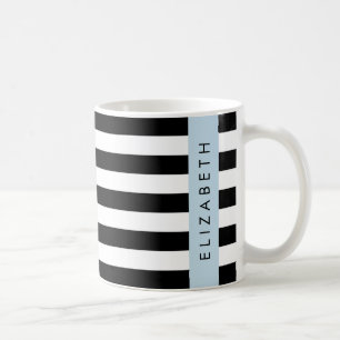 Zwart-witte strepen, Gestreept, Lijnen, Jouw naam Koffiemok
