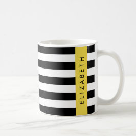 Zwart-witte strepen, Gestreept, Lijnen, Jouw naam Koffiemok