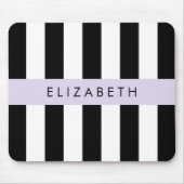 Zwart-witte strepen, Gestreept, Lijnen, Jouw naam Muismat (Voorkant)