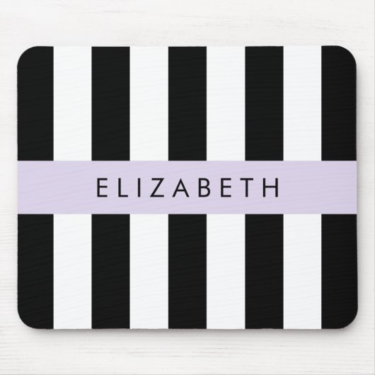Zwart-witte strepen, Gestreept, Lijnen, Jouw naam Muismat (Voorkant)