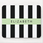 Zwart-witte strepen, Gestreept, Lijnen, Jouw naam Muismat (Voorkant)
