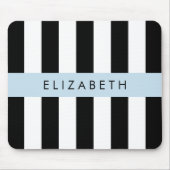 Zwart-witte strepen, Gestreept, Lijnen, Jouw naam Muismat (Voorkant)