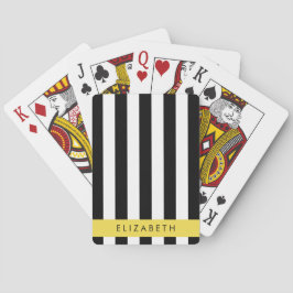 Zwart-witte strepen, Gestreept, Lijnen, Jouw naam Pokerkaarten