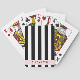 Zwart-witte strepen, Gestreept, Lijnen, Jouw naam Pokerkaarten