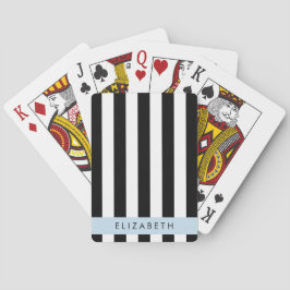 Zwart-witte strepen, Gestreept, Lijnen, Jouw naam Pokerkaarten
