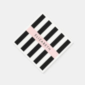 Zwart-witte strepen, Gestreept, Lijnen, Jouw naam Servet (Hoek)