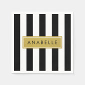 Zwart-witte strepen, Gestreept, Lijnen, Jouw naam Servet (Voorkant)