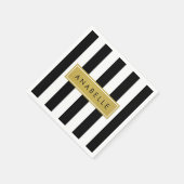 Zwart-witte strepen, Gestreept, Lijnen, Jouw naam Servet (Hoek)