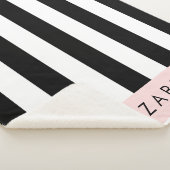 Zwart-witte strepen, Gestreept, Lijnen, Jouw naam Sherpa Deken (3/4)