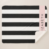 Zwart-witte strepen, Gestreept, Lijnen, Jouw naam Sherpa Deken (Voorkant (horizontaal))