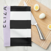 Zwart-witte strepen, Gestreept, Lijnen, Jouw naam Theedoek (Quarter Fold)