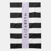 Zwart-witte strepen, Gestreept, Lijnen, Jouw naam Theedoek (Verticaal)